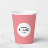 Logo-Branding für Unternehmen Minimalistisch rot Pappbecher (Rückseite)