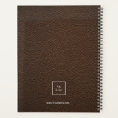 Logo-Braune Leder-Monogramm-Initialen Planer (Rückseite)