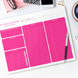 Logo Bright Pink Girly Undated Daily Planner Notizblock