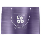 Logo-Brushed Lila-Metal-XL-Papier-Einkaufstasche Große Geschenktüte (Vorderseite)