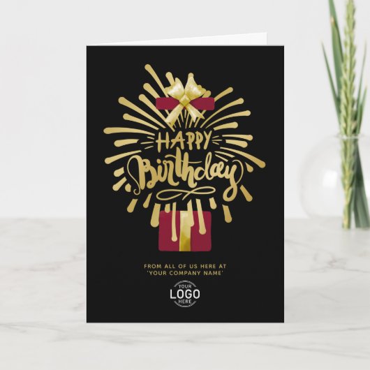 Logo Burgundi Gold Fireworks Black Group Geburtsta Karte (Vorderseite)