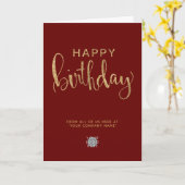 Logo Burgundy Elegante Imitate Gold Happy Geburtst Karte (Gelbe Blume)