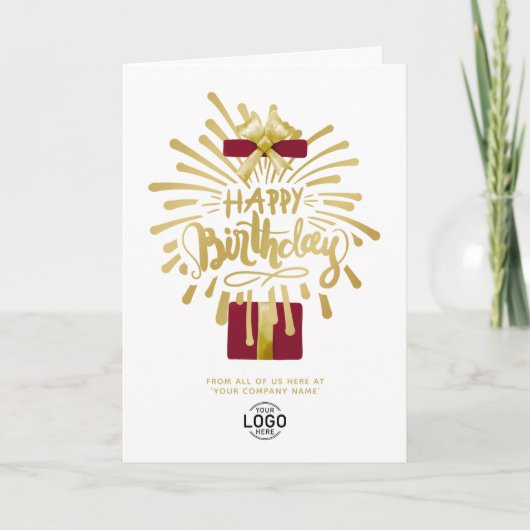 Logo Burgundy Geschenk Gold Fireworks Group Geburt Karte (Vorderseite)