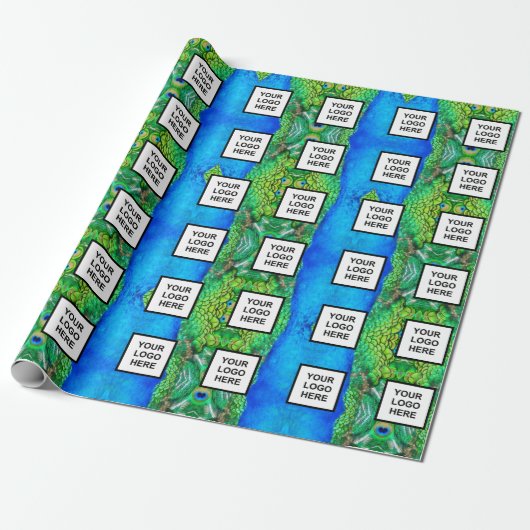 Logo Business Blue und Green Wrapping Paper Geschenkpapier (Ungerollt)