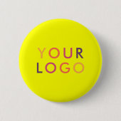 Logo Business Branding Vibrant Yellow Button (Vorderseite)