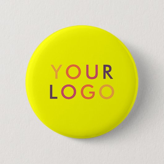 Logo Business Branding Vibrant Yellow Button (Vorderseite)