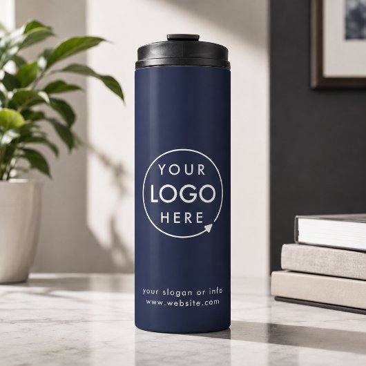 Logo | Business Corporate Company Navy Blue Thermosbecher