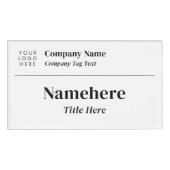 Logo-Business Einfache, saubere, weiße Titel Namenschild (Vorderseite)