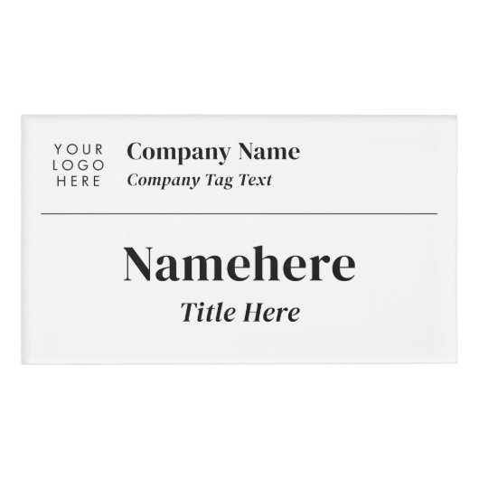 Logo-Business Einfache, saubere, weiße Titel Namenschild (Vorderseite)
