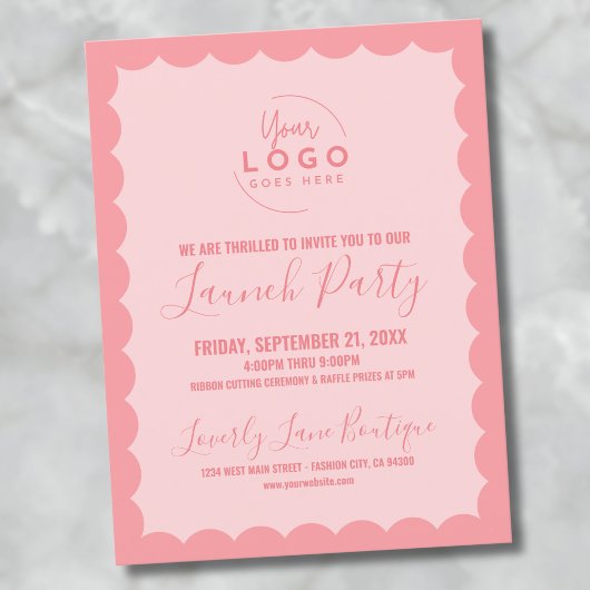 Logo Business Grand Opening Launch Party Postkarte