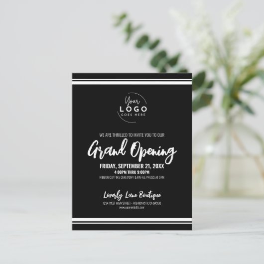 Logo Business Grand Opening Postkarte (Stehend Vorderseite)