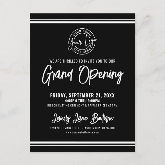 Logo Business Grand Opening Postkarte (Vorderseite)