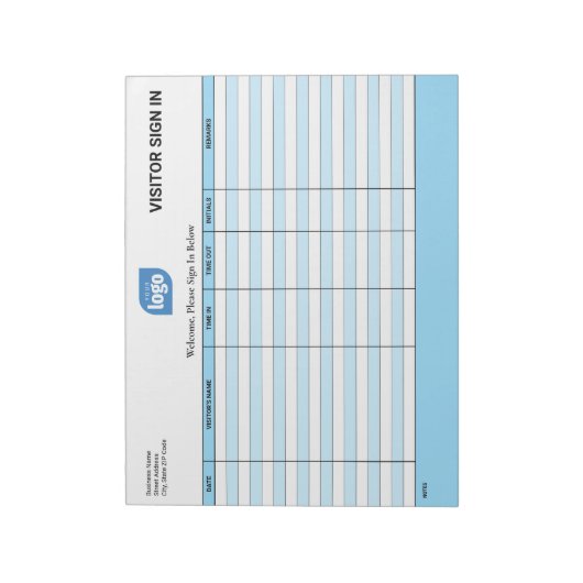 Logo Business Guest Visitor Sign In Sheet Notepad Notizblock (Rotiert)
