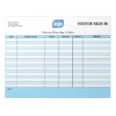 Logo Business Guest Visitor Sign In Sheet Notepad Notizblock (Vorderseite)