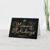 Logo Business Letters Gold Happy Holidays Black Karte (Vorderseite)