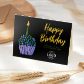 Logo-Business Lila Green Cupcake Black Birthday Karte