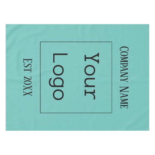 Logo Business Name Restaurant Schwarz Aquamarin Bl Tischdecke (Vorderseite (Horizontal))