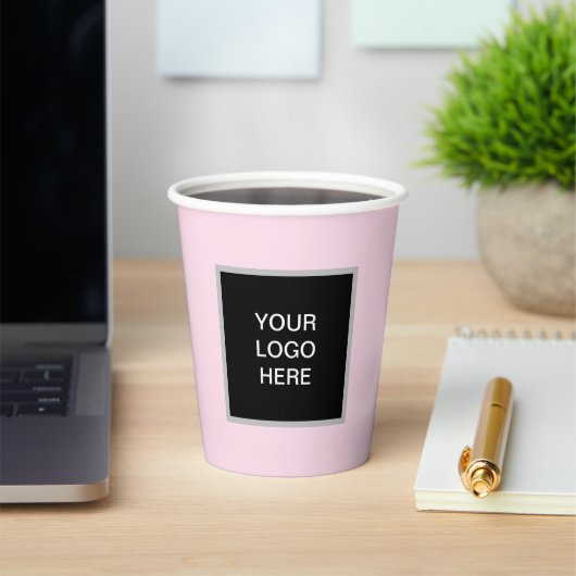 Logo Business Pink Minimalistisch Corporate Pappbecher (InSitu)