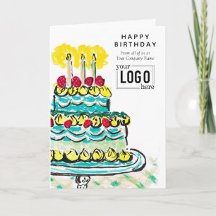 Logo Business Türkis Künstlerische Torte Geburtsta Karte