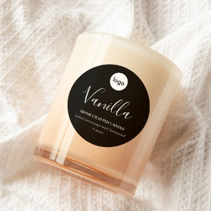 Logo-Candle-Label Minimalistisch-Schwarz-Aufkleber Runder Aufkleber