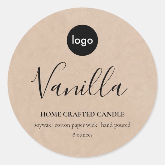 Logo-Candle-Label Minimalistische Kraft-Aufkleber Runder Aufkleber (Vorderseite)