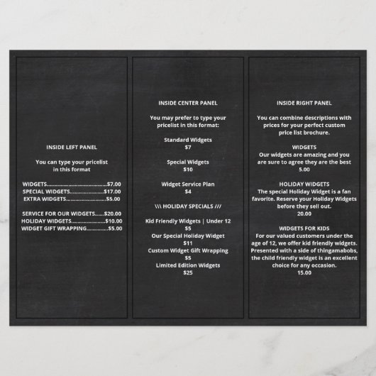 Logo-Chalkboard Simple Menu Price List Broschüre (Rückseite)