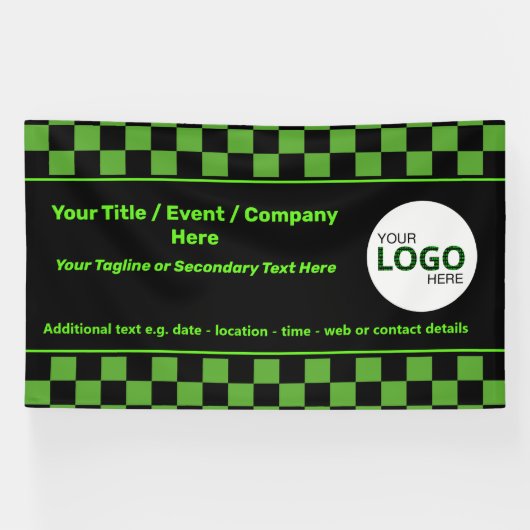 Logo "Checkered Green & Black IT oder Cyber Event  Banner (Horizontal)