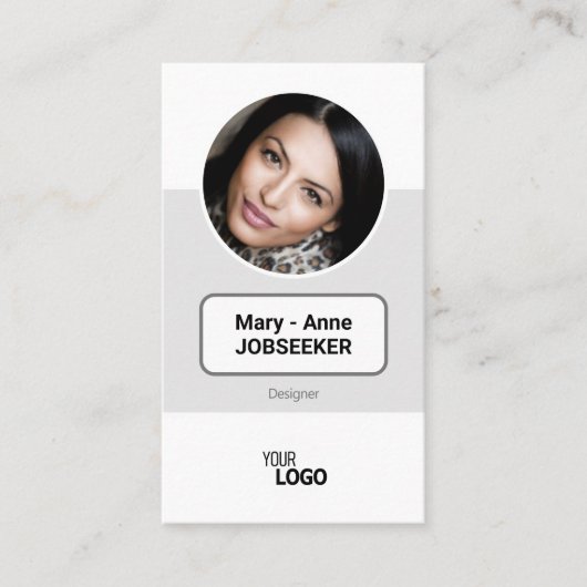 Logo Circle Frame Classic Job Seeker Klasse sauber Visitenkarte (Vorderseite)
