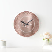 Logo "Circle Rose Gold Glitzer and Foil" Große Wanduhr (Zuhause)