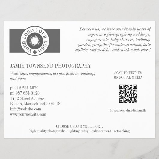 Logo-Collage Beruflich Fotograf QR Flyer (Hinten)