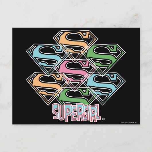 Logo-Collage von Supergirl Pastel Postkarte (Vorderseite)
