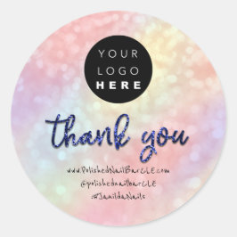 Logo Company Name Danke Shopping Holograph Blu Runder Aufkleber