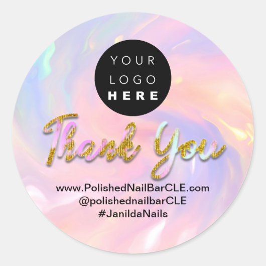 Logo Company Name Vielen Dank Shopping Holograph Runder Aufkleber (Vorderseite)