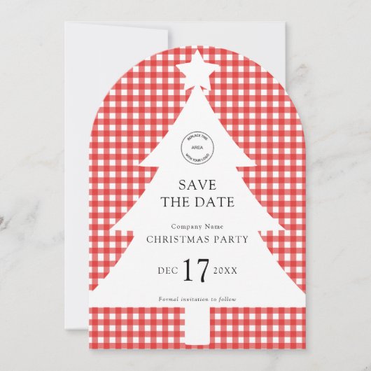 Logo Company Weihnachtsbaum Party Save the Date Einladung (Vorderseite)