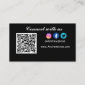 Logo Connect mit uns! Soziale Medien QR Code Black Visitenkarte (Vorderseite)