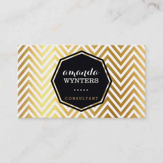 LOGO cooles Zickzack Muster Goldfolie Abzeichen Ok Visitenkarte (Vorderseite)
