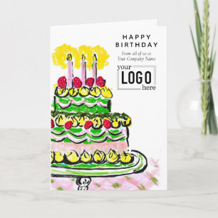 Logo Corporate Grün Pink Künstlerische Torte Gebur Karte