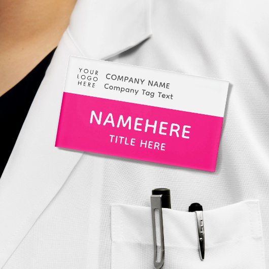 Logo Corporate Modern Hot Pink Einfache Grundbezei Namenschild