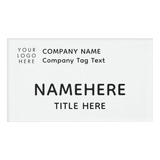 Logo Corporate Modern Simple Basic White Title Namenschild (Vorderseite)