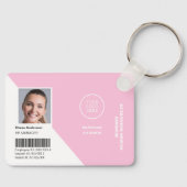 Logo Corporate Pink Mitarbeiter Foto ID Mitarbeite Schlüsselanhänger (Vorderseite)