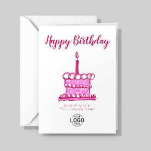 Logo Corporate Simple Pink Buntstift Kuchen Geburt Karte
