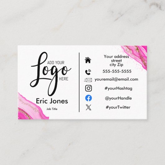 Logo Custom BUSINESS LOGO und Social Media Bus hin Visitenkarte (Vorderseite)