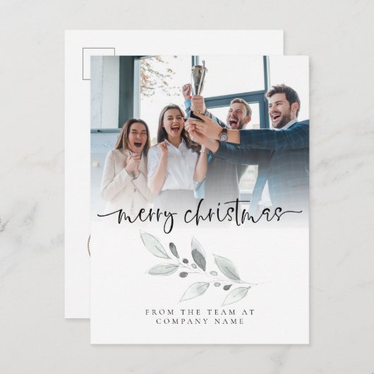 Logo Custom Foto Company Foliage Frohe Weihnachten Postkarte (Vorne/Hinten)