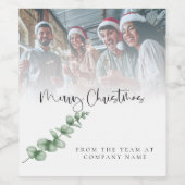 Logo Custom Foto Company Foliage Frohe Weihnachten Weinetikett (Einzelnes Label)