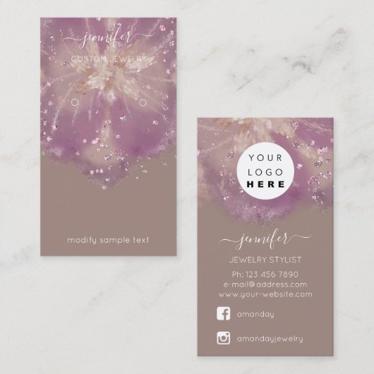 Logo Custom Jewelcard Social Crystals Bloral Visitenkarte (Vorne/Hinten)