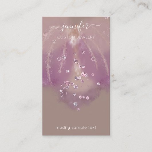 Logo Custom Jewelcard Social Crystals Florals Visitenkarte (Vorderseite)