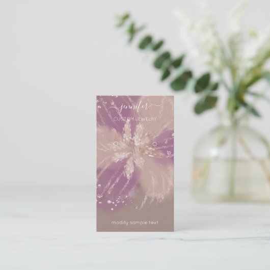 Logo Custom Jewelcard Social Media Floral Rose Visitenkarte (Stehend Vorderseite)