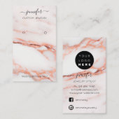 Logo Custom Jewelry Card Social Marble Rose Visitenkarte (Vorne/Hinten)