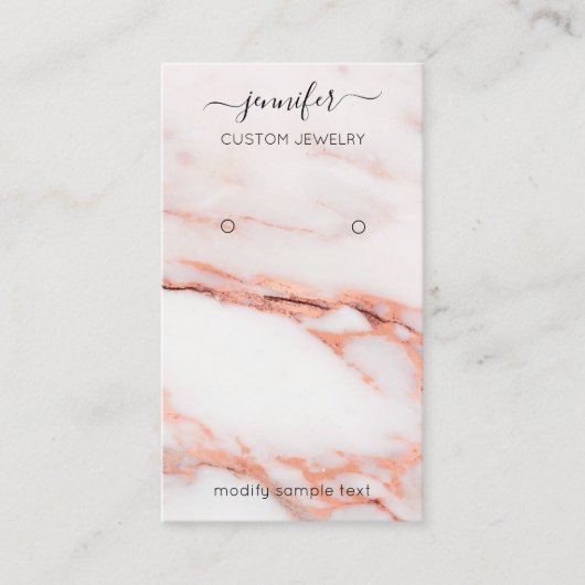 Logo Custom Jewelry Card Social Marble Rose Visitenkarte (Vorderseite)
