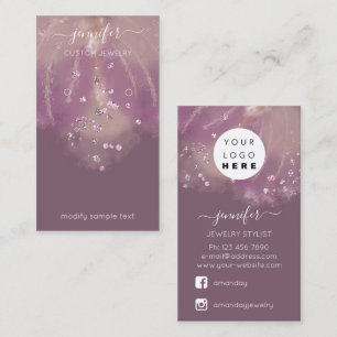 Logo Custom Juwelier Card Social Crystals Confetti Visitenkarte